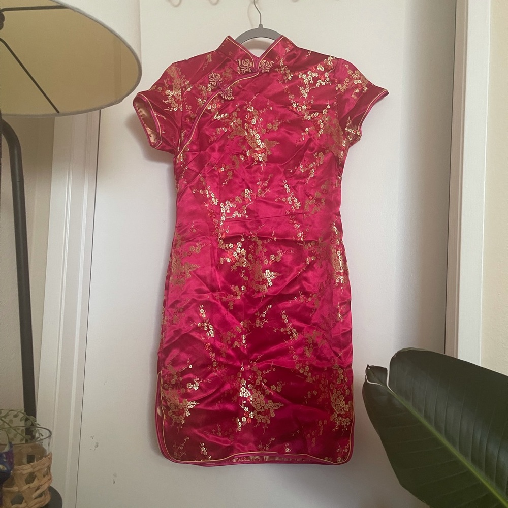Red Satin Qipao Chinese Dress